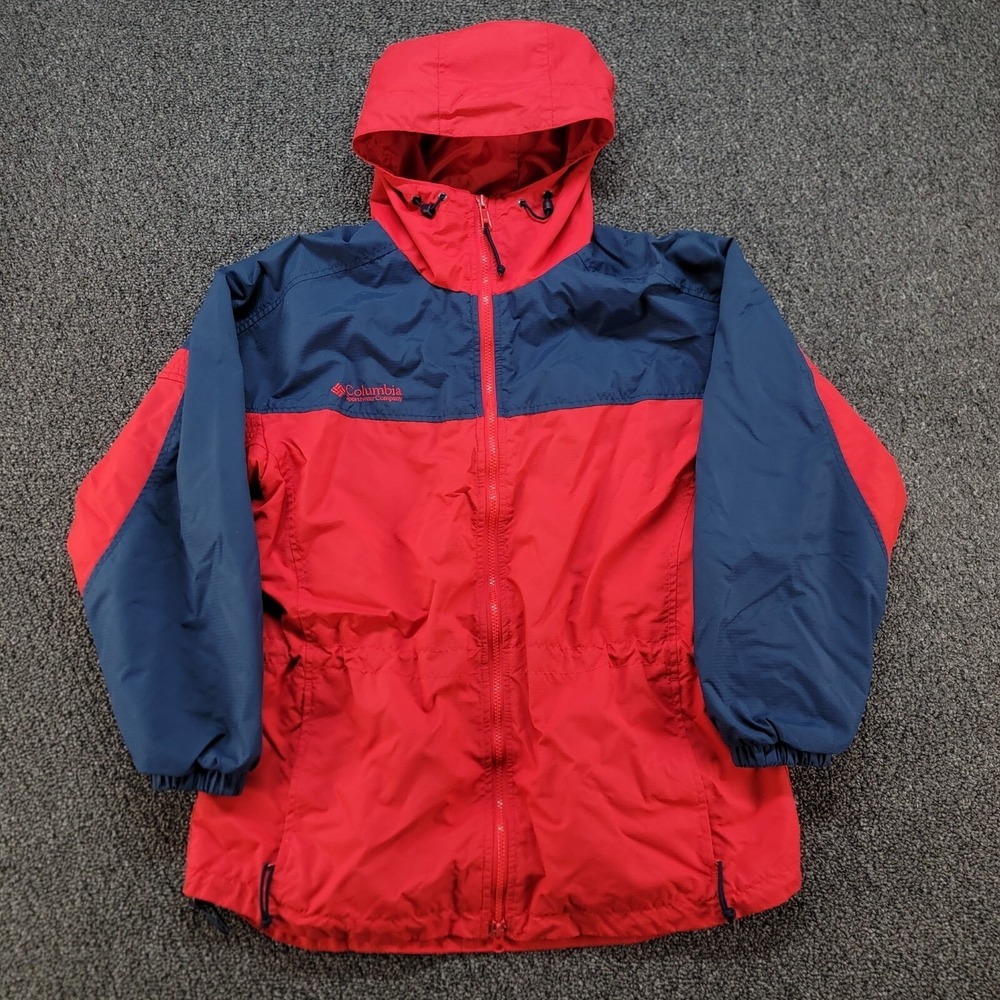Columbia Jacket Womens M Red Navy Colorblock Ski Hooded Vintage 90s Retro